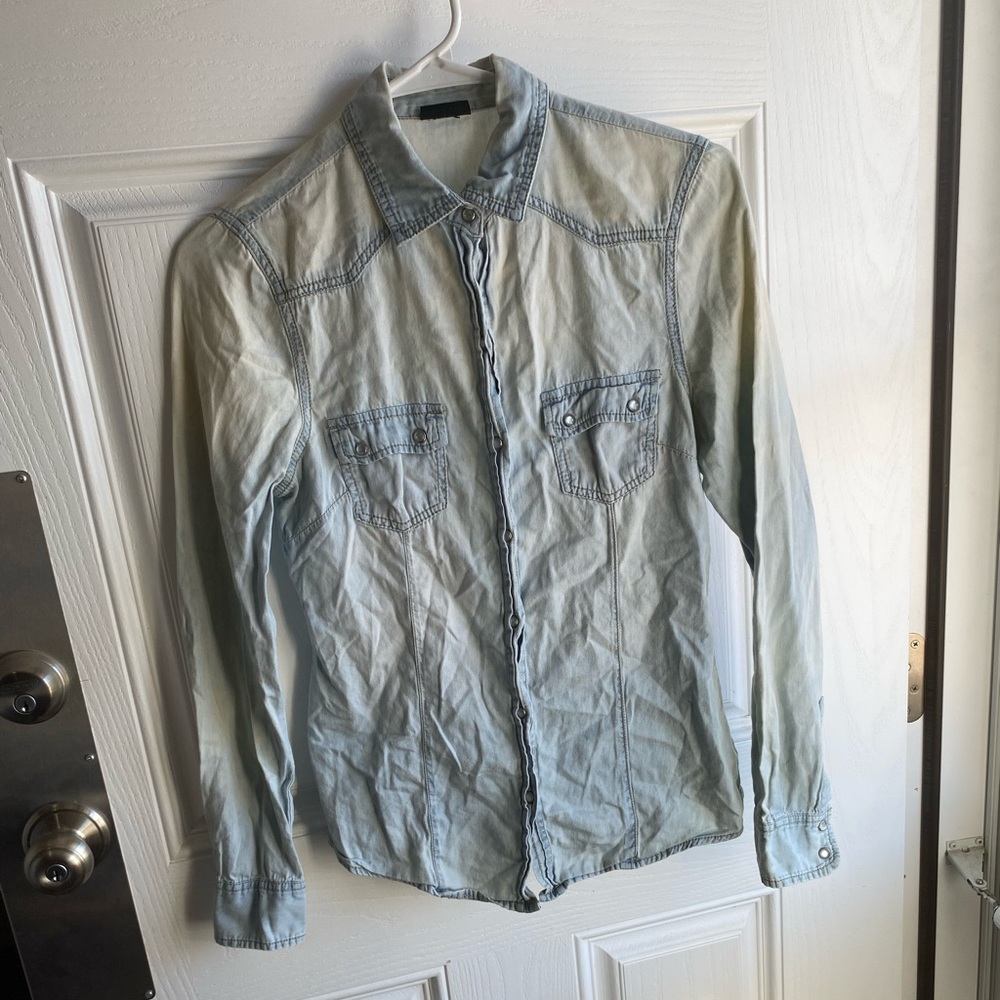 White wash denim button up shirt